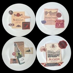 Rosanna “Les Vinx de France” Wine Label Plates – Set of 4